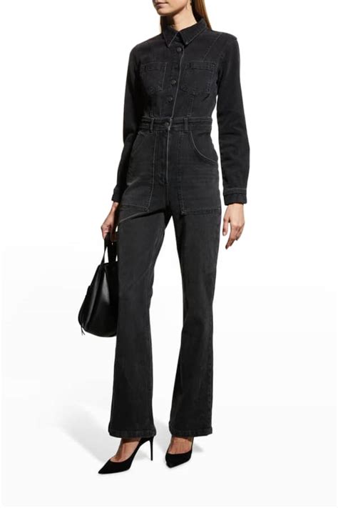 ETICA Farrah Zip Front Denim Jumpsuit Neiman Marcus