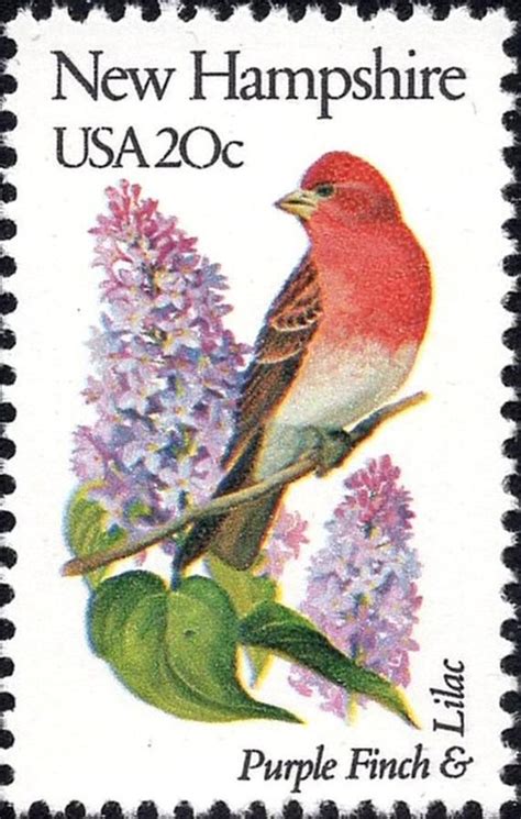 Five 20c NEW HAMPSHIRE State Bird And Flower Stamp Vintage Unused US