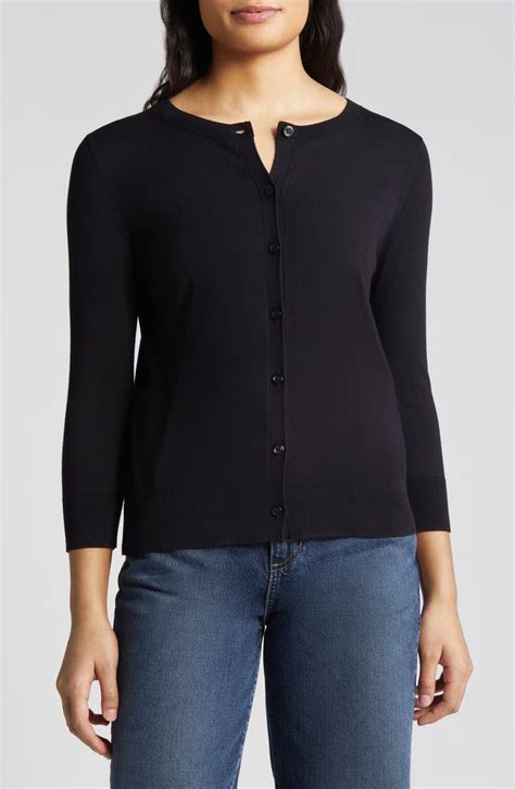 Caslon® Crewneck Cardigan Nordstrom