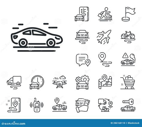 Car Transport Line Icon Transportation Vehicle Sign Plane Supply