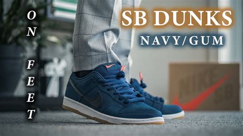 Nike Sb Dunk Low Pro Iso Navy Gum On Feet W Different Pants Youtube