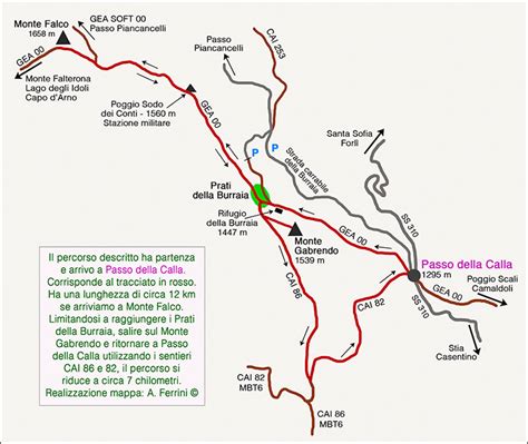 Mappa Degli Itinerari Per Trekking Al Passo Della Calla