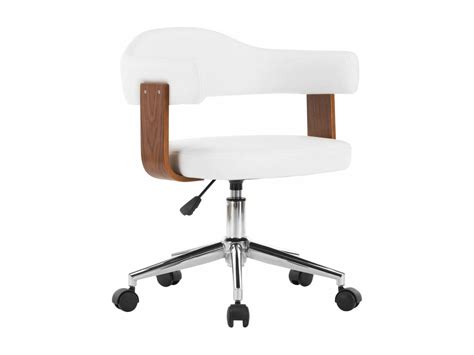 Chaise Pivotante De Bureau Blanc Bois Courb Et Similicuir