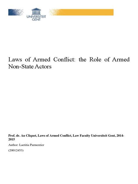 Role Of Non State Actors International Humanitarian Law Geneva