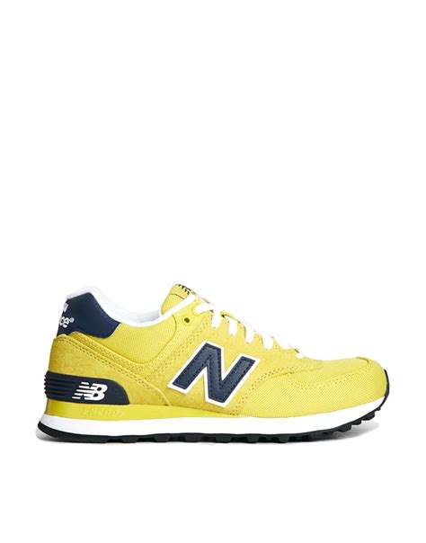 New Balance Yellow Suede And Canvas 574 Trainers In Yellow Lyst