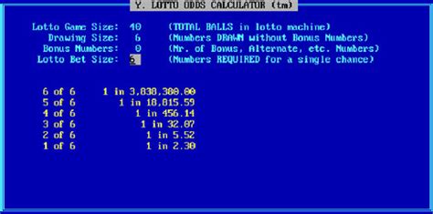 Lotto Odds Calculator in Lotto