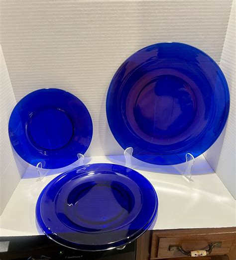 Vintage Cobalt Blue Plates Etsy