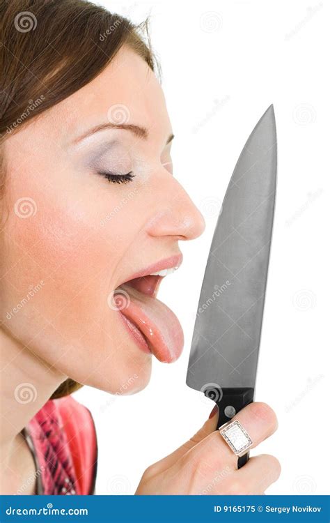 Woman Liking Knife Stock Image Image Of Knife Caucasian