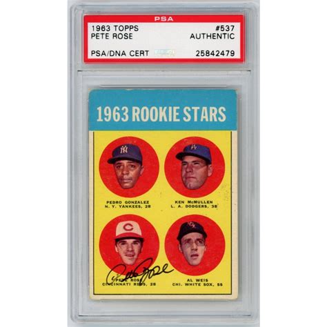 Pete Rose 1963 Topps Baseball Autograph Auto Rookie Card #537 - PSA Authentic | Steel City ...