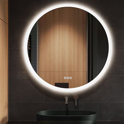 SBAGNO 32 Round Led Bathroom Mirror With Lights Backlit And Front