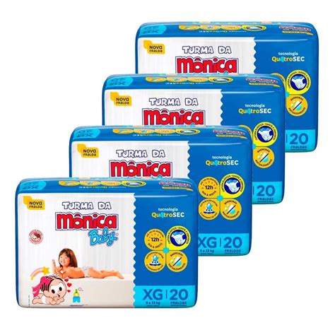 Kit De Fraldas Infantil Turma Da Mônica Jumbo Xg 80 Unidades Loja