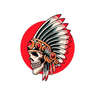 Indian Skull Headdress Tattoo Designs