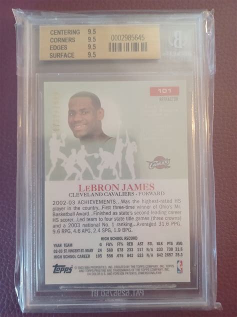 Topps Pristine Refractor Lebron James Bgs Quad Stunning