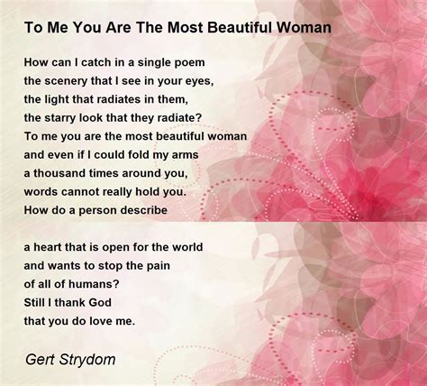 The Most Beautiful Person In The World Poem