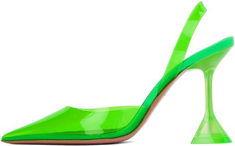 Amina Muaddi Green Holli Glass Sling Heels Amina Muaddi