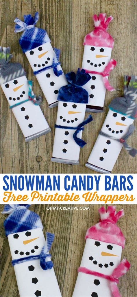 Snowman Free Printable Candy Bar Wrapper Template Oh My Creative