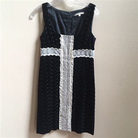 Nanette Lepore Black Eyelet Velvet Dress Size 2 Nanette Lepore Dress