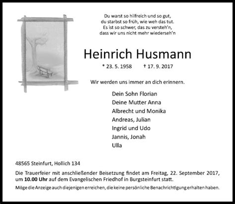 Traueranzeigen Von Heinrich Husmann Trauer Ms