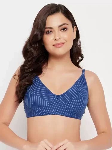 Cotton Blend Push Up Womens Stylish Pattern Bra For Everyday Use Blue