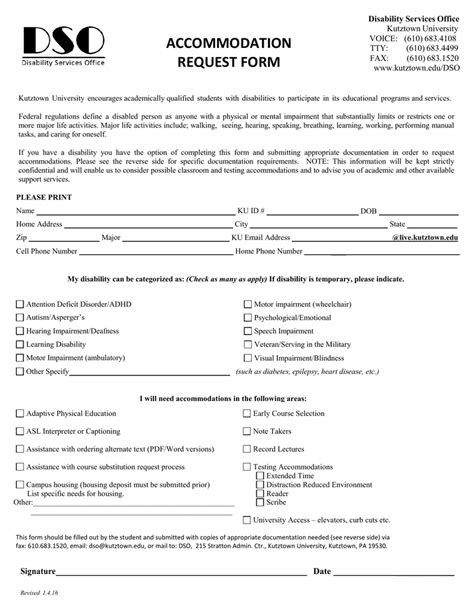 Ada Accommodation Request Form Template