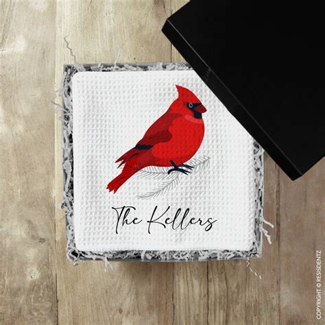 Personalized Cardinal Kitchen Towels Christmas Gift Dish Etsy