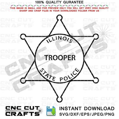Illinois State Police Trooper Svg Badge Black White Cnc Etsy