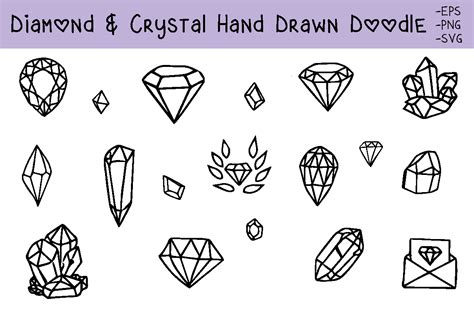 Hand Drawn Doodle Diamond And Crystal Graphic By Tilila Creative Fabrica