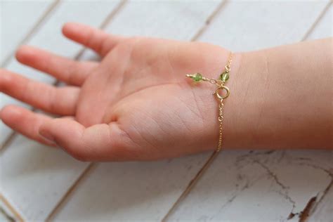 Baby Bracelet Peridot Birthstone Baby Bracelet Baby Girl Etsy