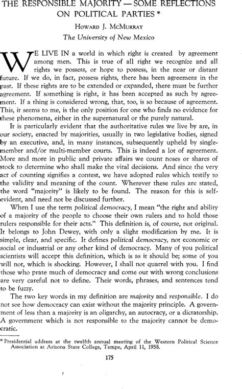 The Responsible Majority Some Reflections On Political Parties