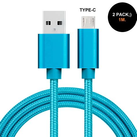 Lot de 2 câble chargeur synchronisation USB type C de 1 mètre en nylon