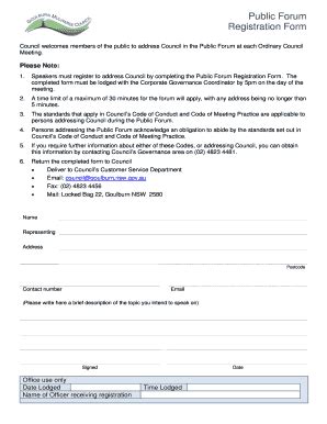 Fillable Online Www1 Goulburn Nsw Gov Public Forum Registration Form