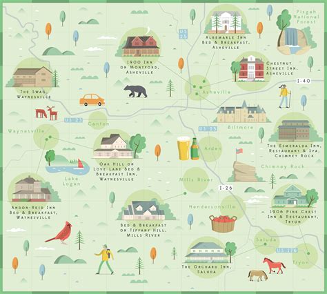 North Carolina Illustrated Tourist Map Illustrated Maps By Tom Woolley