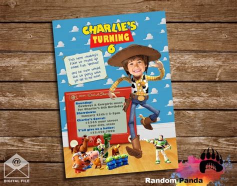 Digital Delivery Funny Cowboy Woody Invitation Toy Story Woodys