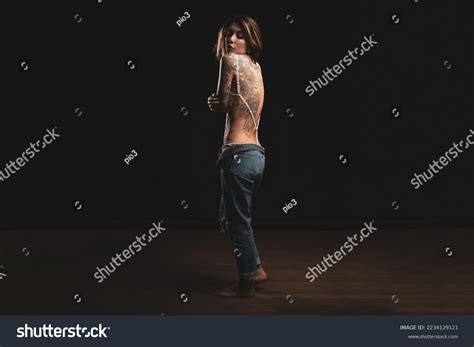 Sexy Woman Studio Portrait White Lingerie Stock Photo