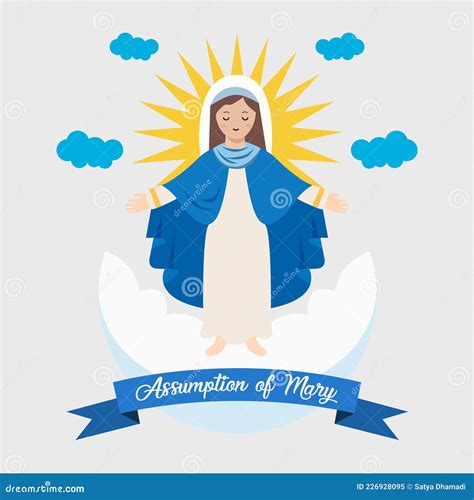 Assumption Of Mary Vector Illustration Of Mary For The Assumption Of Mary Day Greeting In Flat