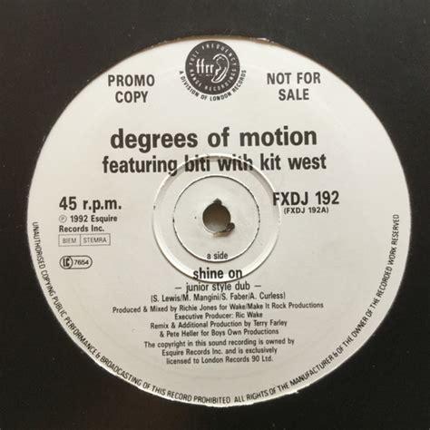 Degrees Of Motion Featuring Biti With Kit West Shine On 1992 Vinyl