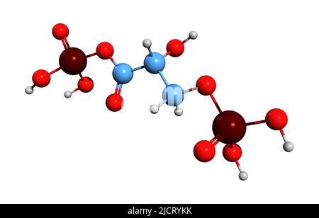 3D image of 3-phosphoglycerate skeletal formula - molecular chemical ...