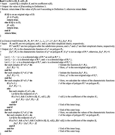 Pseudo Code For Calculating The Values Of The Characteristic Functions Download Scientific