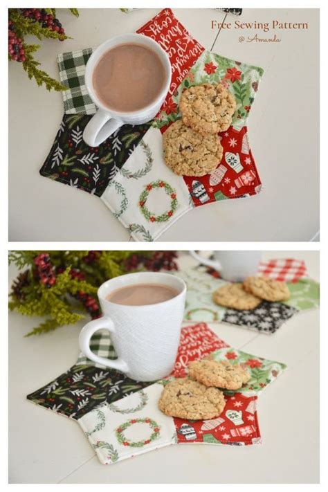 Christmas Mug Rug Free Sewing Patterns Fabric Art Diy Christmas