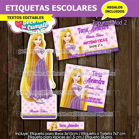 Etiquetas Escolares Rapunzel Enredados Princesas Disney H302 19 90