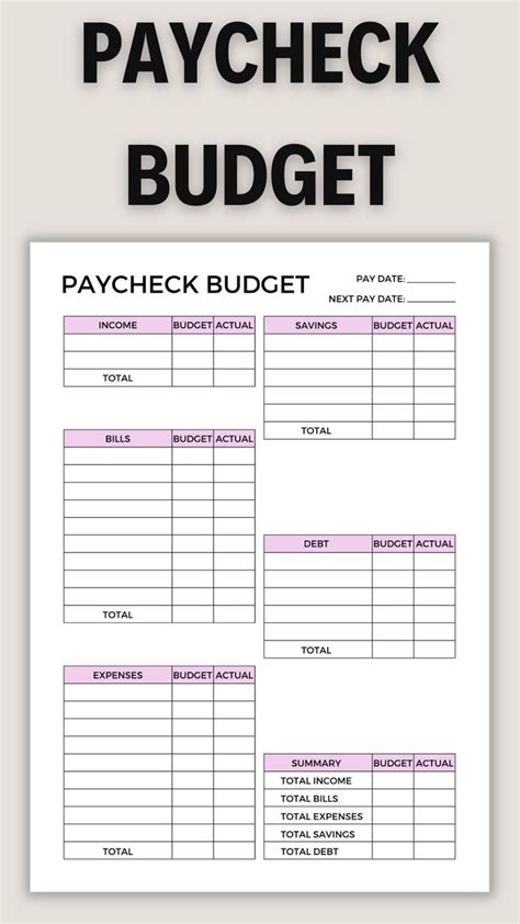 Paycheck Budget Template Editable Paycheck Budget Paycheck Planner