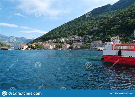 Ferry Boat Bay Of Kotor Montenegro Stock Image Image Of European