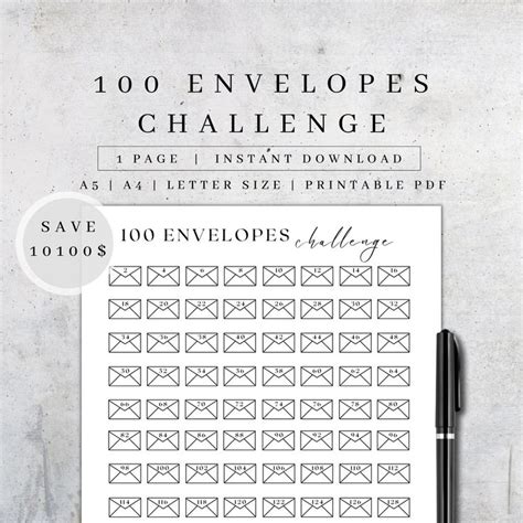 Envelope Challenge Tracker Printable Savings Challenge Etsy