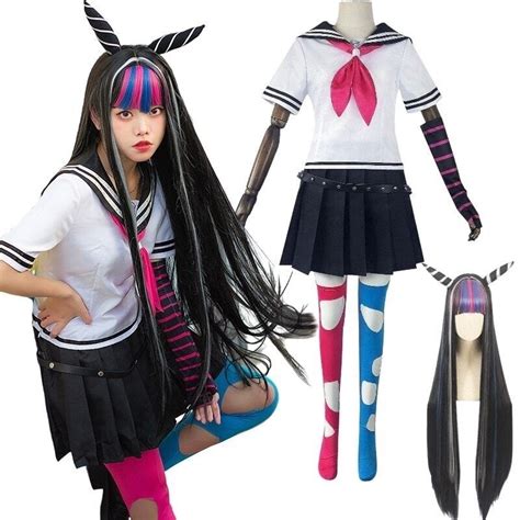 Danganronpa Dangan Ronpa Ibuki Mioda Cosplay Costume Uniform Wig Skirt