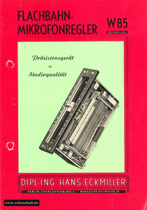 Eckmiller W85 Flachbahn Mikrofonregler Prospekt Seite 1