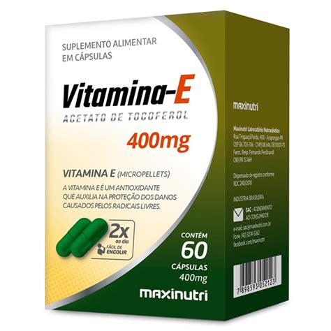 Vitamina E 400mg Maxinutri 60 Cápsulas Vitamina E 400mg Maxinutri 60