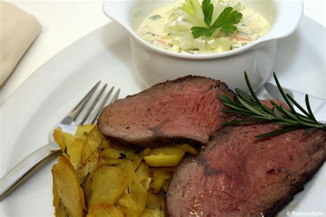 Weihnachtsessen Hauptgericht Roastbeef Mit Remoulade Und