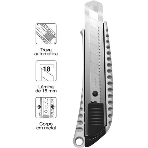 Estilete Largo Profissional Em Metal L Mina De Mm Pro Spiral