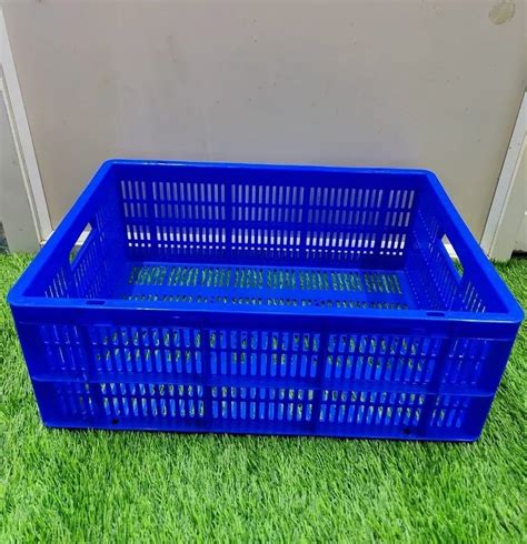 10 L Perforated Blue Plastic Vegetable Crate Dimension 600X 400X 120