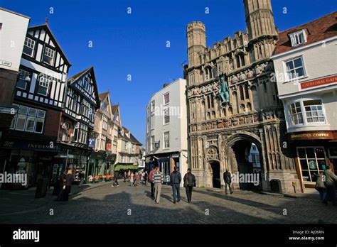 Narrow Town Street Entrance To Canterbury Cathedral Canterbury Town